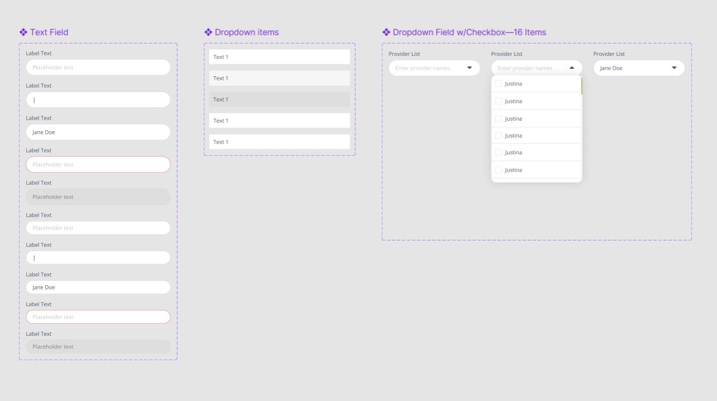 Atomic Design in action: Combined &quot;Text Field&quot; and &quot;Dropdown items&quot; components to create &quot;Dropdown Field...&quot;