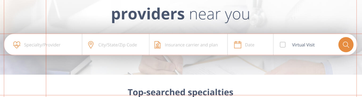 Search bar on homepage—before