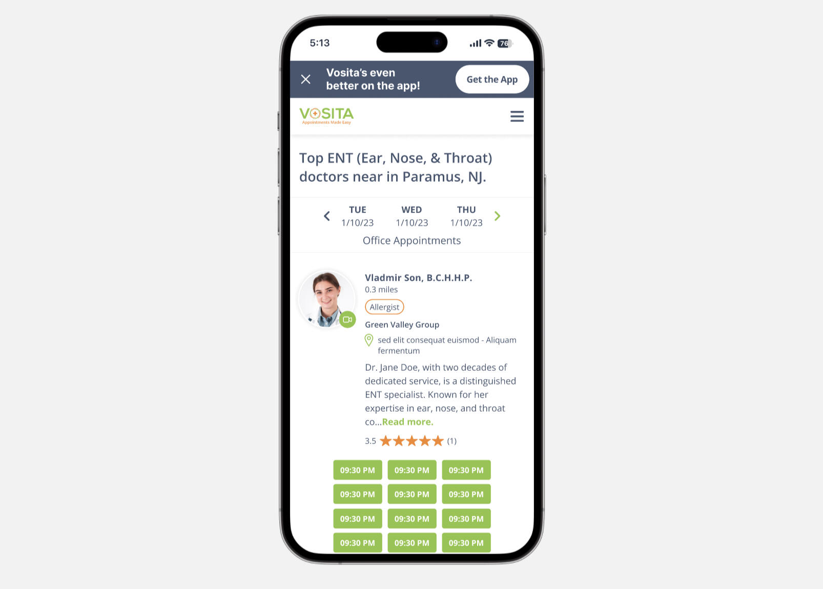 Search results page—before